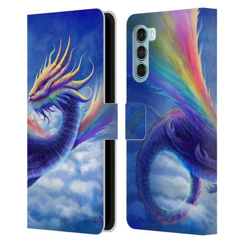 Anthony Christou Art Rainbow Dragon Leather Book Wallet Case Cover For Motorola Edge S30 / Moto G200 5G