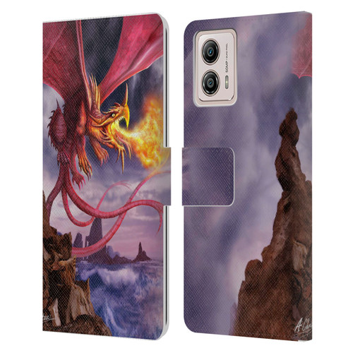 Anthony Christou Art Fire Dragon Leather Book Wallet Case Cover For Motorola Moto G53 5G