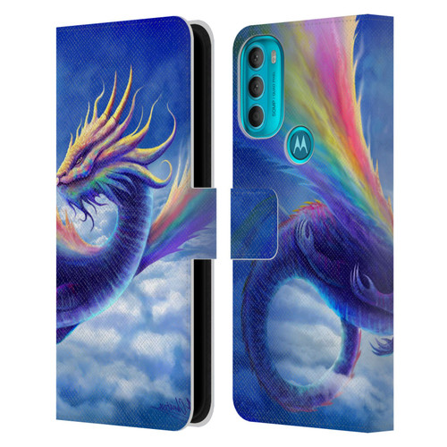 Anthony Christou Art Rainbow Dragon Leather Book Wallet Case Cover For Motorola Moto G71 5G