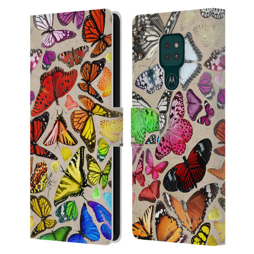 Anthony Christou Art Rainbow Butterflies Leather Book Wallet Case Cover For Motorola Moto G9 Play