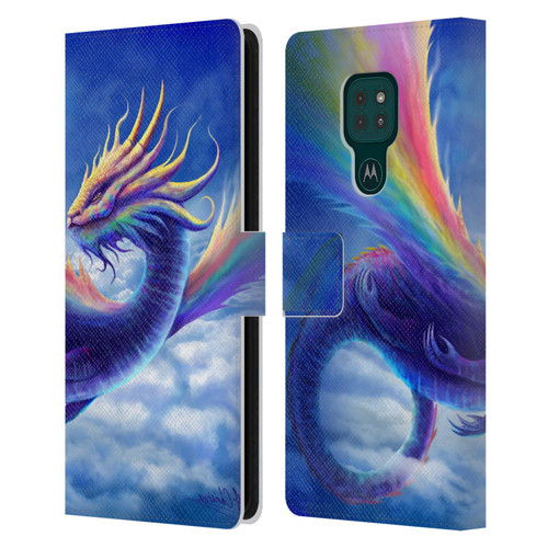 Anthony Christou Art Rainbow Dragon Leather Book Wallet Case Cover For Motorola Moto G9 Play