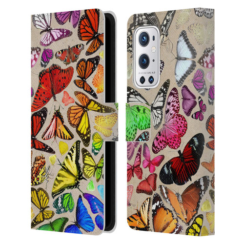 Anthony Christou Art Rainbow Butterflies Leather Book Wallet Case Cover For OnePlus 9 Pro