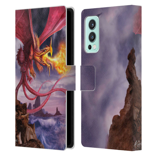Anthony Christou Art Fire Dragon Leather Book Wallet Case Cover For OnePlus Nord 2 5G