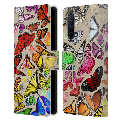 Anthony Christou Art Rainbow Butterflies Leather Book Wallet Case Cover For OnePlus Nord CE 5G