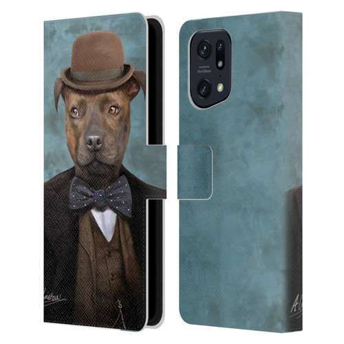 Anthony Christou Art Sir Edmund Bulldog Leather Book Wallet Case Cover For OPPO Find X5