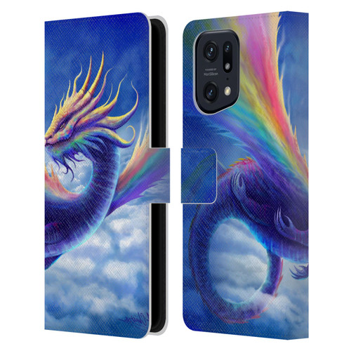 Anthony Christou Art Rainbow Dragon Leather Book Wallet Case Cover For OPPO Find X5 Pro