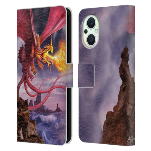 Anthony Christou Art Fire Dragon Leather Book Wallet Case Cover For OPPO Reno8 Lite