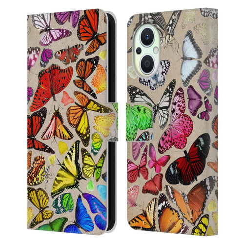 Anthony Christou Art Rainbow Butterflies Leather Book Wallet Case Cover For OPPO Reno8 Lite