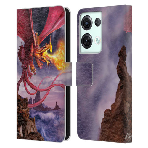 Anthony Christou Art Fire Dragon Leather Book Wallet Case Cover For OPPO Reno8 Pro