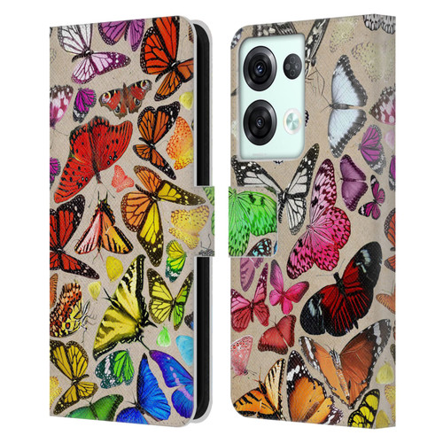 Anthony Christou Art Rainbow Butterflies Leather Book Wallet Case Cover For OPPO Reno8 Pro