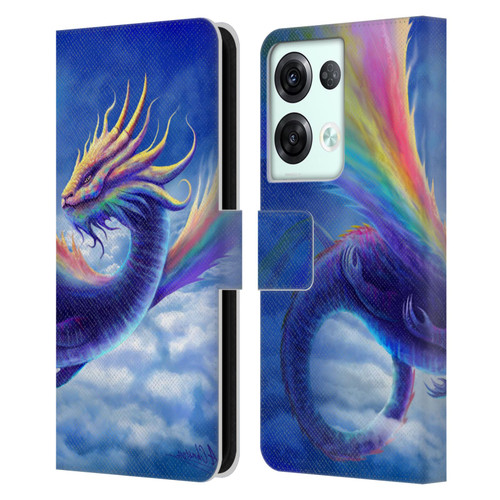 Anthony Christou Art Rainbow Dragon Leather Book Wallet Case Cover For OPPO Reno8 Pro