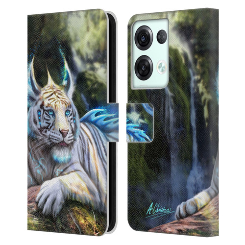 Anthony Christou Art Water Tiger Leather Book Wallet Case Cover For OPPO Reno8 Pro