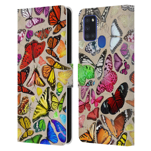 Anthony Christou Art Rainbow Butterflies Leather Book Wallet Case Cover For Samsung Galaxy A21s (2020)
