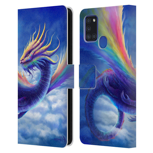 Anthony Christou Art Rainbow Dragon Leather Book Wallet Case Cover For Samsung Galaxy A21s (2020)