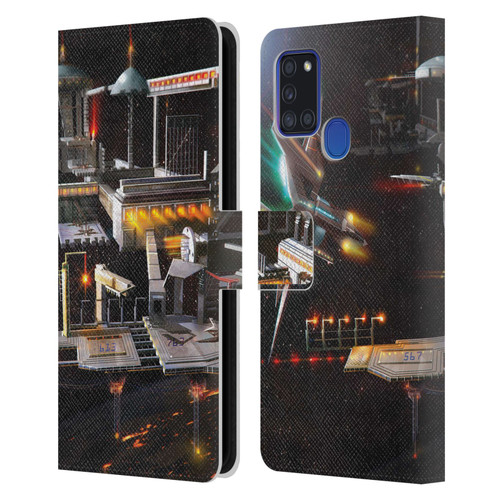 Anthony Christou Art Space Station Leather Book Wallet Case Cover For Samsung Galaxy A21s (2020)