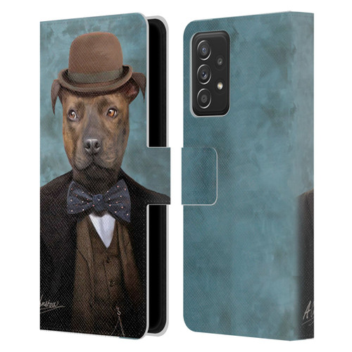 Anthony Christou Art Sir Edmund Bulldog Leather Book Wallet Case Cover For Samsung Galaxy A52 / A52s / 5G (2021)