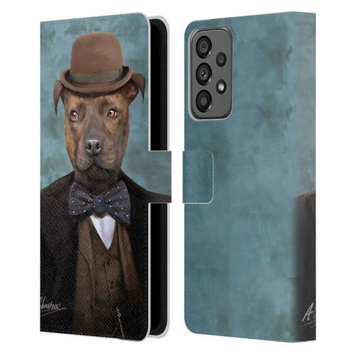 Anthony Christou Art Sir Edmund Bulldog Leather Book Wallet Case Cover For Samsung Galaxy A73 5G (2022)