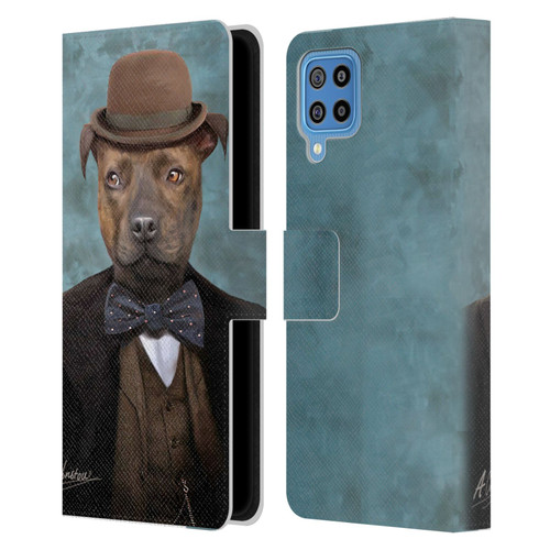 Anthony Christou Art Sir Edmund Bulldog Leather Book Wallet Case Cover For Samsung Galaxy F22 (2021)