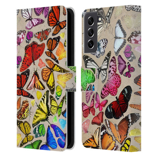 Anthony Christou Art Rainbow Butterflies Leather Book Wallet Case Cover For Samsung Galaxy S21 FE 5G