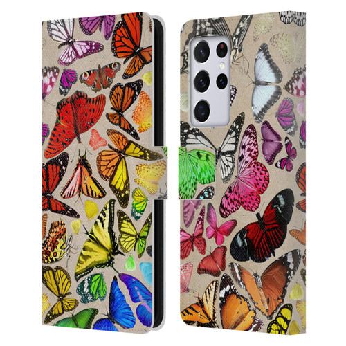 Anthony Christou Art Rainbow Butterflies Leather Book Wallet Case Cover For Samsung Galaxy S21 Ultra 5G