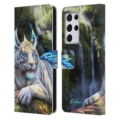 Anthony Christou Art Water Tiger Leather Book Wallet Case Cover For Samsung Galaxy S21 Ultra 5G