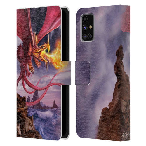 Anthony Christou Art Fire Dragon Leather Book Wallet Case Cover For Samsung Galaxy M31s (2020)