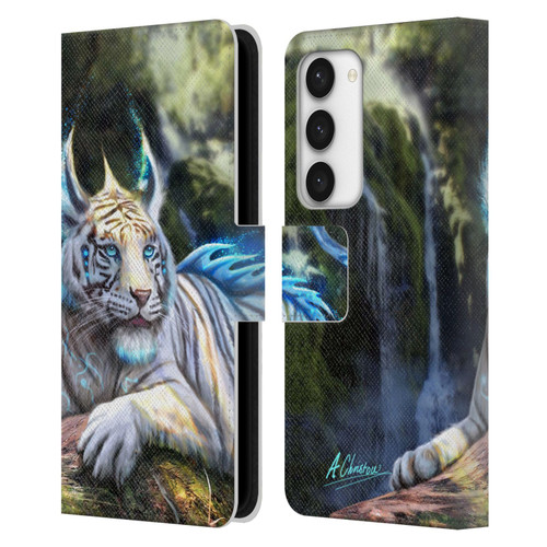 Anthony Christou Art Water Tiger Leather Book Wallet Case Cover For Samsung Galaxy S23 5G