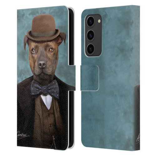 Anthony Christou Art Sir Edmund Bulldog Leather Book Wallet Case Cover For Samsung Galaxy S23+ 5G