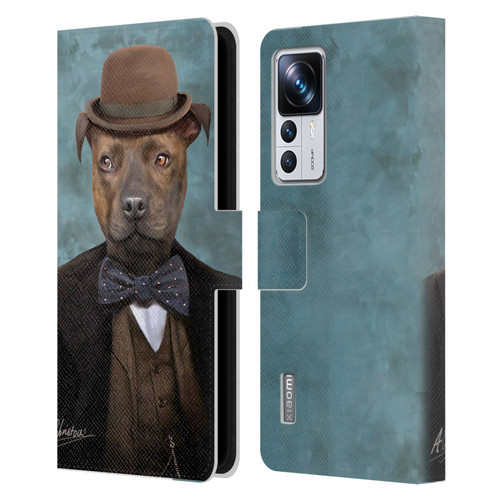 Anthony Christou Art Sir Edmund Bulldog Leather Book Wallet Case Cover For Xiaomi 12T Pro