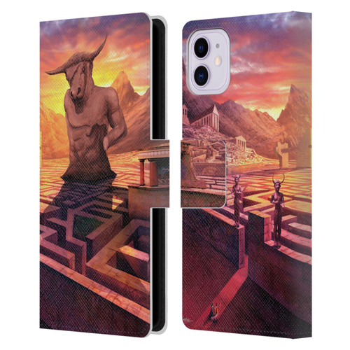 Anthony Christou Fantasy Art Minotaur In Labyrinth Leather Book Wallet Case Cover For Apple iPhone 11