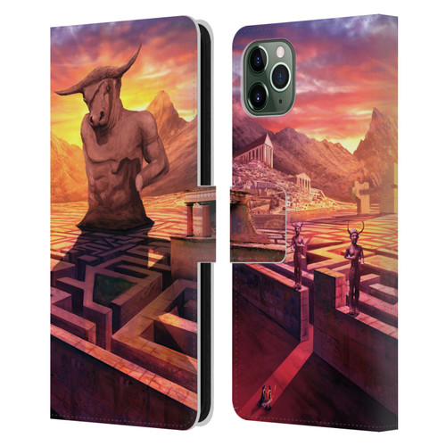Anthony Christou Fantasy Art Minotaur In Labyrinth Leather Book Wallet Case Cover For Apple iPhone 11 Pro Max