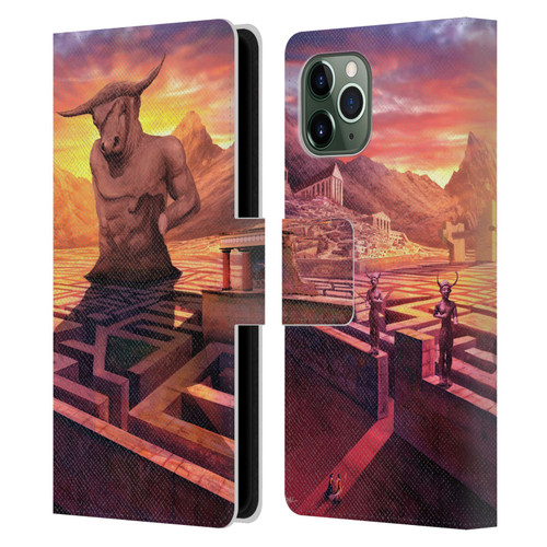 Anthony Christou Fantasy Art Minotaur In Labyrinth Leather Book Wallet Case Cover For Apple iPhone 11 Pro
