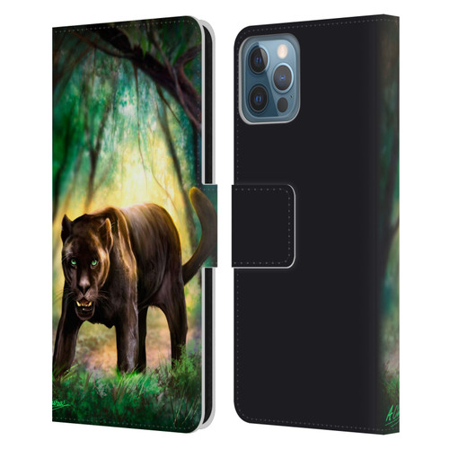 Anthony Christou Fantasy Art Black Panther Leather Book Wallet Case Cover For Apple iPhone 12 / iPhone 12 Pro