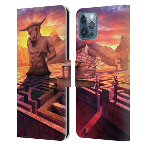 Anthony Christou Fantasy Art Minotaur In Labyrinth Leather Book Wallet Case Cover For Apple iPhone 12 / iPhone 12 Pro