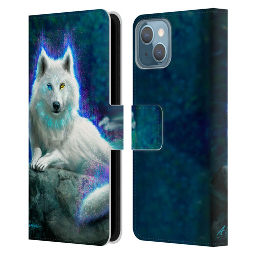 Anthony Christou Fantasy Art White Wolf Leather Book Wallet Case Cover For Apple iPhone 13