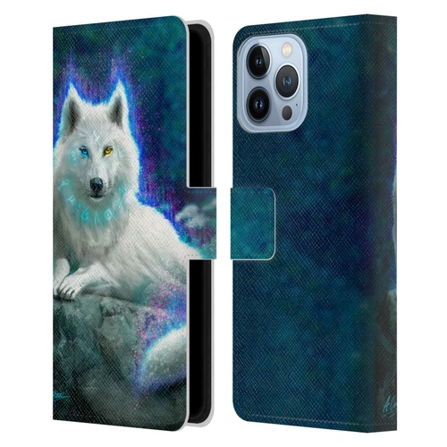 Anthony Christou Fantasy Art White Wolf Leather Book Wallet Case Cover For Apple iPhone 13 Pro Max
