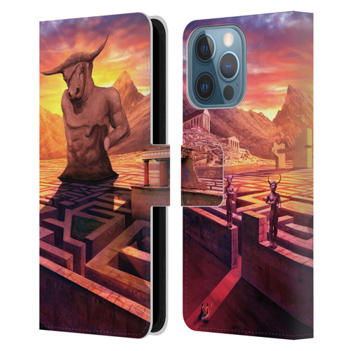 Anthony Christou Fantasy Art Minotaur In Labyrinth Leather Book Wallet Case Cover For Apple iPhone 13 Pro