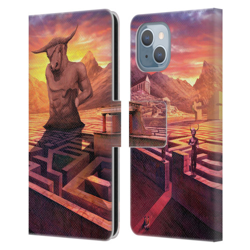 Anthony Christou Fantasy Art Minotaur In Labyrinth Leather Book Wallet Case Cover For Apple iPhone 14