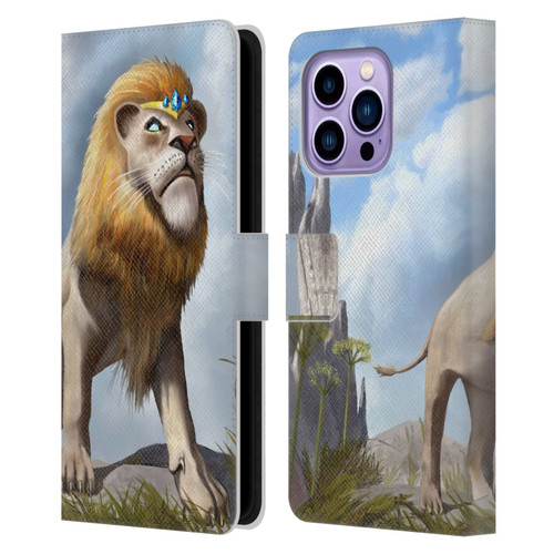 Anthony Christou Fantasy Art King Of Lions Leather Book Wallet Case Cover For Apple iPhone 14 Pro Max