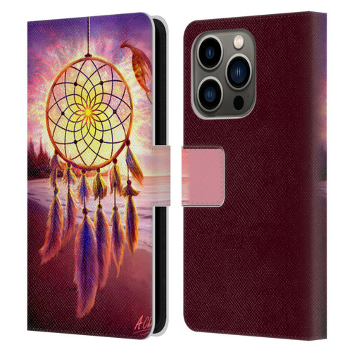 Anthony Christou Fantasy Art Beach Dragon Dream Catcher Leather Book Wallet Case Cover For Apple iPhone 14 Pro
