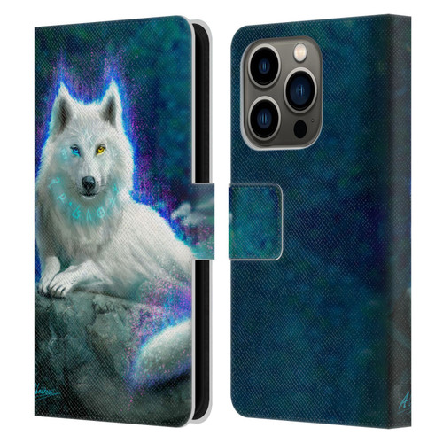 Anthony Christou Fantasy Art White Wolf Leather Book Wallet Case Cover For Apple iPhone 14 Pro
