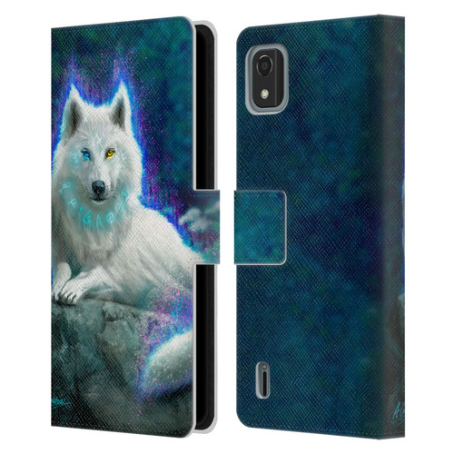 Anthony Christou Fantasy Art White Wolf Leather Book Wallet Case Cover For Nokia C2 2nd Edition