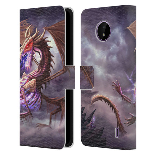 Anthony Christou Fantasy Art Bone Dragon Leather Book Wallet Case Cover For Nokia C10 / C20