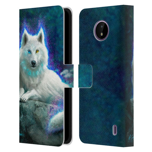 Anthony Christou Fantasy Art White Wolf Leather Book Wallet Case Cover For Nokia C10 / C20