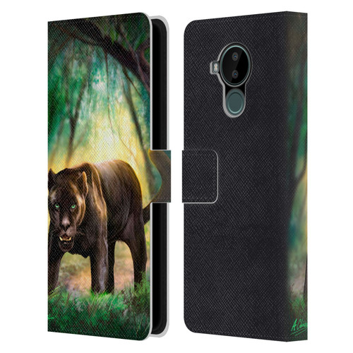 Anthony Christou Fantasy Art Black Panther Leather Book Wallet Case Cover For Nokia C30