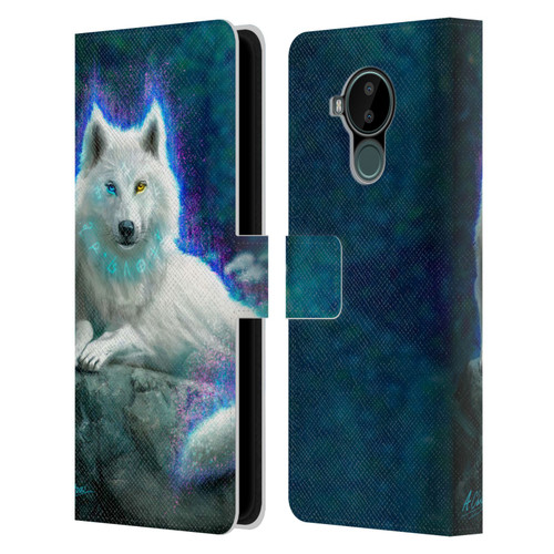 Anthony Christou Fantasy Art White Wolf Leather Book Wallet Case Cover For Nokia C30