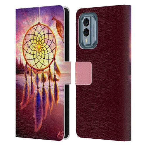 Anthony Christou Fantasy Art Beach Dragon Dream Catcher Leather Book Wallet Case Cover For Nokia X30