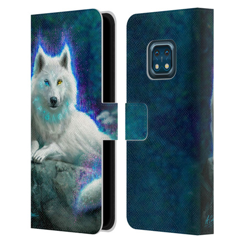 Anthony Christou Fantasy Art White Wolf Leather Book Wallet Case Cover For Nokia XR20