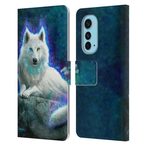 Anthony Christou Fantasy Art White Wolf Leather Book Wallet Case Cover For Motorola Edge (2022)