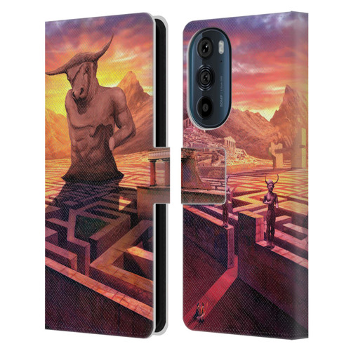 Anthony Christou Fantasy Art Minotaur In Labyrinth Leather Book Wallet Case Cover For Motorola Edge 30